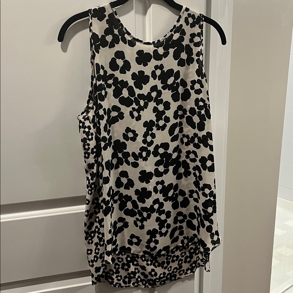 The Loft Black and White Floral Sleeveless Top